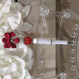 Custom Beaded Pen - Gifts For Her - Cute Office supplies - Red Bow